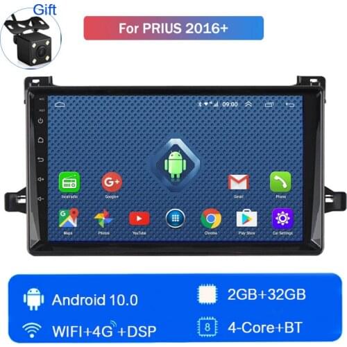 Android 10 Car Radio Autoradio Stereo Quad Core ROM 32GB 4G LTE Mirror Link for Toyota Prius 2016+ GPS large screen navigation