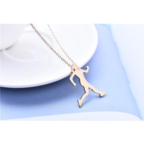10pcs Running Woman Necklace Walking Girls Power Body Figure Pendant Necklace Runner Sports Jewelry Gift
