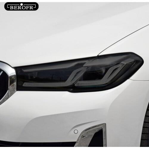 For BMW 5 Series Facelift G30 G31 2020 2021 Car Headlight Tint Smoked Black Protective Film Transparent TPU Sticker Accessories
