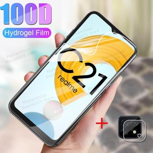 Hd hydrogel film for realme c21 camera lens glass for oppo realme c21 c 21 21c 6.5'' safety protection sklo soft films realmec21