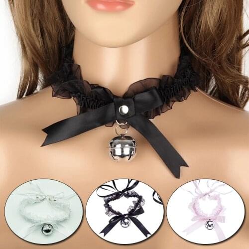 Cute Bells Sexy Cute Bow Big Bell Neck Ring Collar Neck Ring Choker Necklace Goth Harajuku Style Sexy Lingerie Accessories