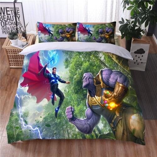 3D The Avengers Pattern Duvet Cover Sets with Pillowcase Thor Thanos Bedding Sets Single Double Twin Full Queen King Bedclothes