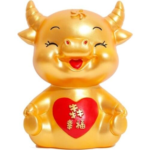 C5AA 2021 Ox Year Mascot Piggy Bank Money Boxes Storage New Year Home Decor Coin Bank Money Saving Box for Home House Office
