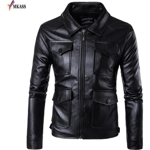MKASS Men's Faux Leather Jackets
