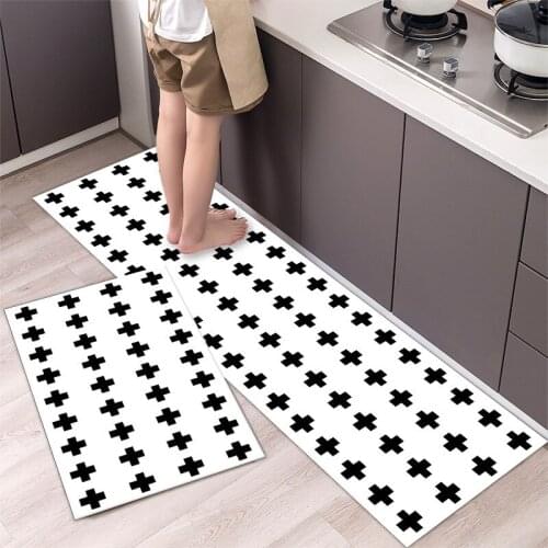 Fashionable Simple Nordic StyleWaterproof Kitchen Floor Mat Household Carpet Long Strip Door Mat Modern Home Decor