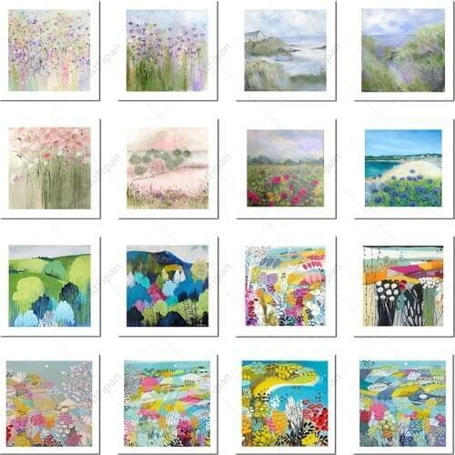 Cartoon Underwater World and Natural Scenery Poster Oil Painting Canvas Prints Retro Garden Pictures for Living Room Home Deocr