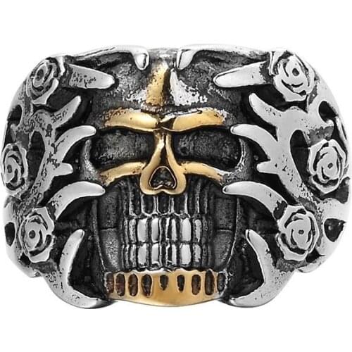 New Men Rings Skull Stainless Steel Rings Hip Hop Punk Rock Bands Fashion Jewelry For Men Christmas Gift Accessories