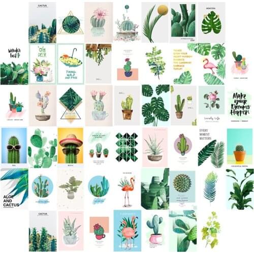 50pcs Album Cover Plant Wall Collage Kit Aesthetic Pictures Wall Collage Kits Nordic Simple Pictures for Boho Room Decor