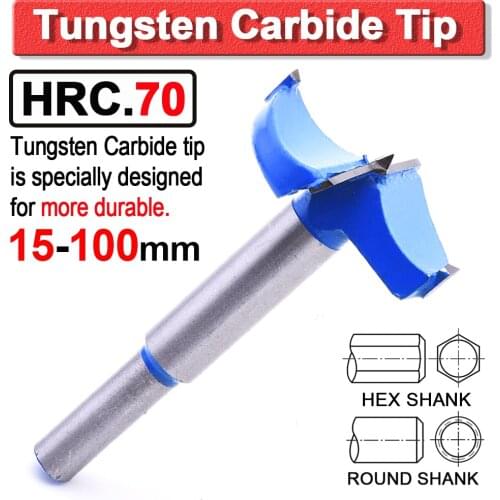 Forstner Drill Bits 15-100mm Auger Drill Bit Set Woodworking Drill Bit TCT Forstner Bit Carbide Tip Hex/Round Shank Drilling