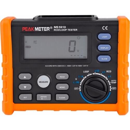 PEAKMETER MS5910 loop resistance tester leakage switch tester RCD Loop Test electrician repairer tools