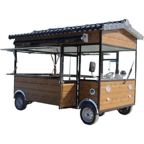 4 Wheels Retro Vintage Food Truck Mobile Street Food Cart Outdoor Food Kiosk Bus Car Catering Carts