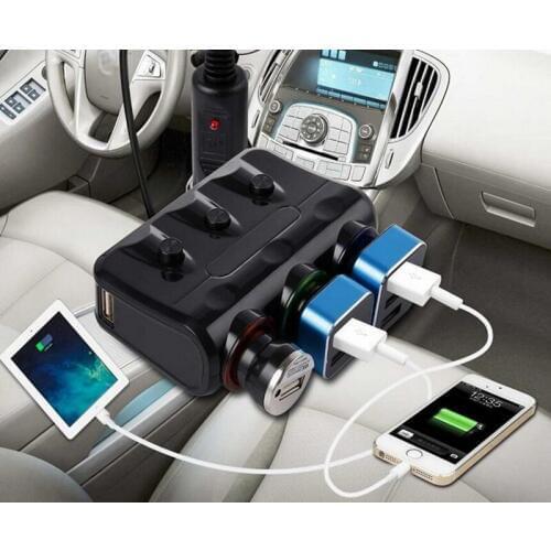 Cigarette Lighter Splitter Digital LCD Display Power Adapter for Android Phone Charger 12-24V 3 Socket For Iphone