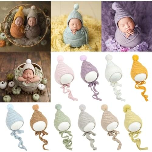 1 Pc Newborn Photography Props Baby Knitted Hat Hair Ball Hat Infants Beanies Cap Photo Shooting Accessories