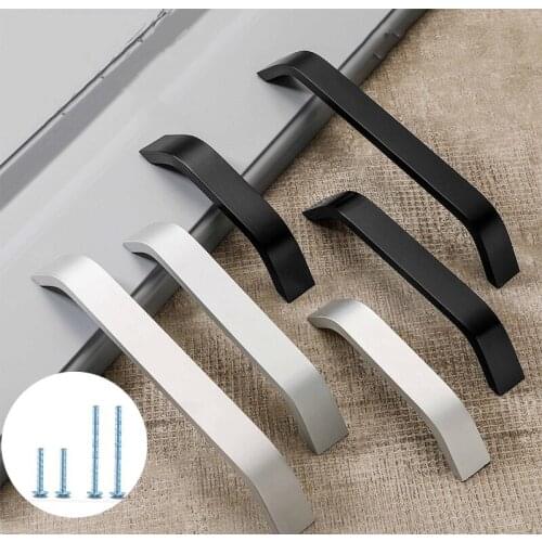 Cabinet drawer cabinet door handle handle black silver furniture solid aluminum alloy kitchen handles Hardware