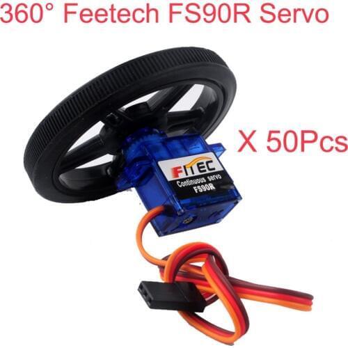 50Pcs Feetech FS90R Servo 360 Degree Continuous Rotation Micro RC Servo Motor with Wheel For Robot RC Car Drones FZ0101-01