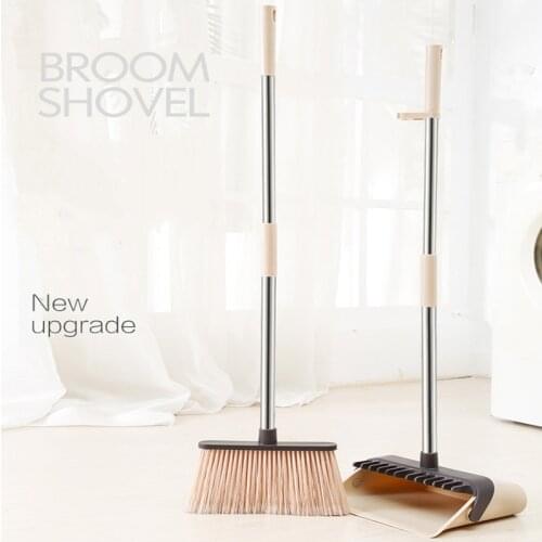 Foldable Dustpan Set Plastic Rotary Telescopic Broom Vertical Windproof Soft Fur Scraping Household Cleaning Dust Removal Tool