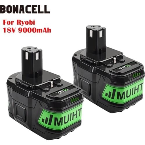 Bonacell 18V 9000mAh Li-Ion P 108 P108 Rechargeable Battery For Ryobi Battery RB18L40 P2000 P310 for BIW180 L70