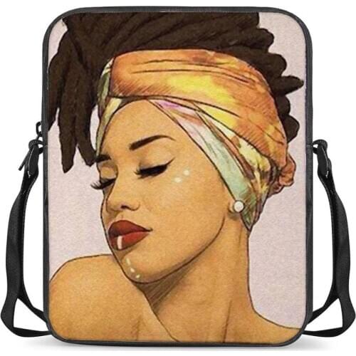 HYCOOL Women Cross-Body Bag Cartoon Scarf African Black Girl Pattern Messenger Bags Children Small Book Bag Female Shoulder Bag
