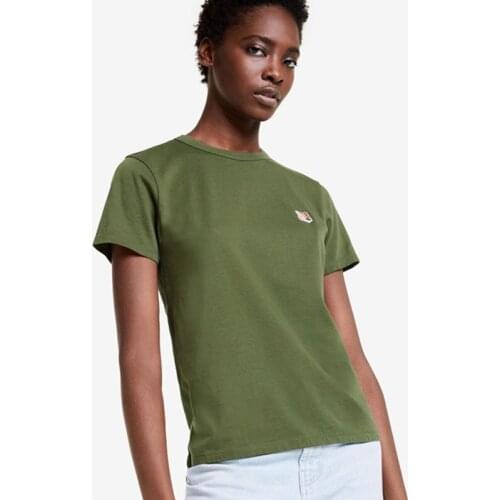 Green Summer Women Loose Casual Fox Head Embroidery Cotton T-Shirt Female High Street Fashion Designed Top Ladies New Tees ML037