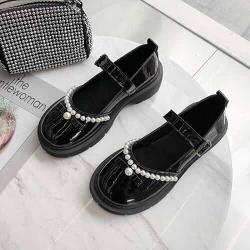 French Small Leather Shoes Women 2021 Spring and Autumn New Retro Mary Jane Jk Small Leather Shoes Women Ins Tide Pearl Buckle