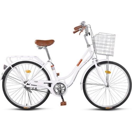Bicycle Womens 24-Inch High Carbon Steel Low Span Student Adult Riding Lightweight Shuttle Bus Retro Classic Bicycle