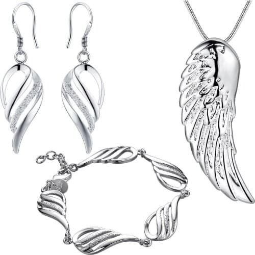 AS174 Wholesale S925 Sterling Silver Color Jewelry Sets for Women Earring 005 + Bracelet 002 + Necklace 146