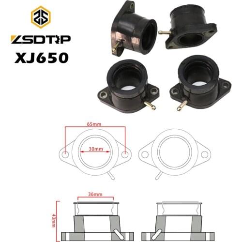 ZSDTRP 4Pcs Carburetor Intake Manifold Interface Adapter Boot For Yamaha XJ650 XJ750 Seca 1982-1983 XJ750R Seca 1981-1983