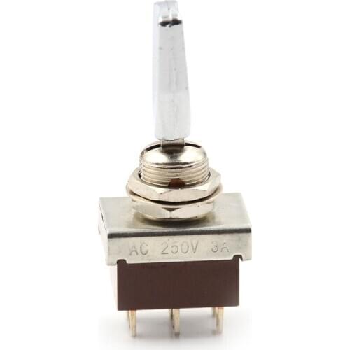 1pcs New AC 250V 3A 3 Position ON/OFF/ON DPDT Flat Handle Toggle Switch Mode KN3-203S