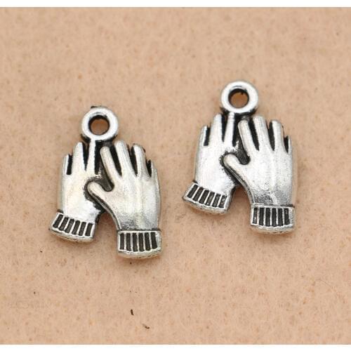 10pcs Tibetan Silver Plated Glove Hands Charms Pendants for Jewelry Making Bracelet Diy Handmade 19x13mm