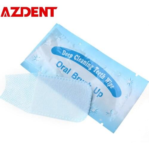200/lot AZDENT Textured Finger Teeth Wipes Brush Teeth Whitening Ups Dental Clean Pre/Post Whitening