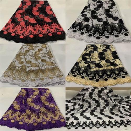 2020 Latest Fashion Design African Lace Fabrics High Quality Embroidered Beaded French Tulle Lace Fabric 5 Yards! ZQF9935