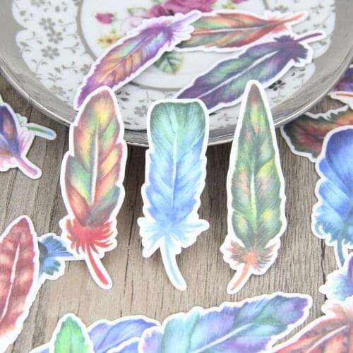 29pcs Pretty Watercolor Feather Nice Scrapbooking Stickers Decorative Sticker DIY Craft Album Planner Decals