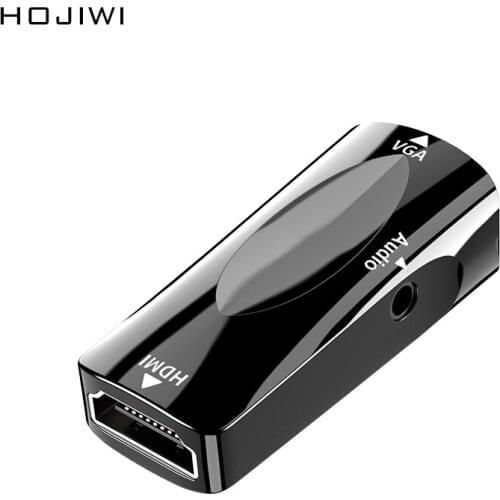 HOJIWI HD 1080P hdmi Female to VGA Male adapter 3.5mm Audio Cable Converter For PC Laptop TV Box Computer Display Projector AD10