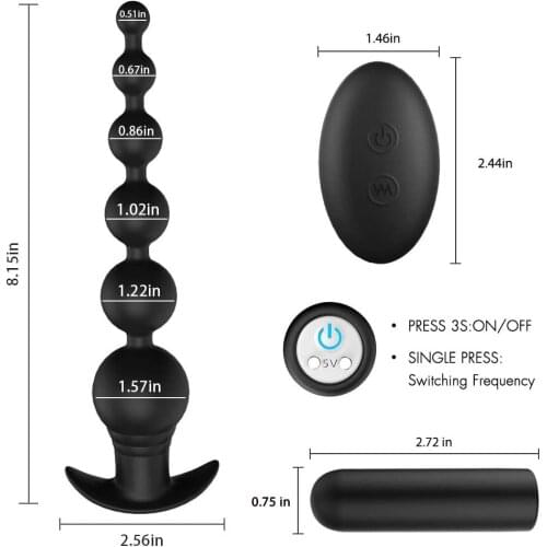 Vibrating Anal Beads Butt Plug with Remote Prostate Stimulation Massage 9 Vibrating Anal Training Vibrator Sex Toy for Men Women
