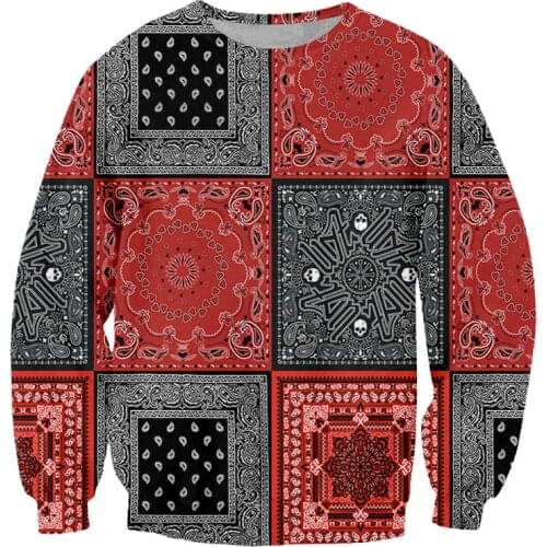 IFPD Bandana Crewneck Sweatshirt Hip Hop Streetwear Women Fashion Clothing Men Jumper Sexy Long Sleeve Shirts Paisley Harajuku