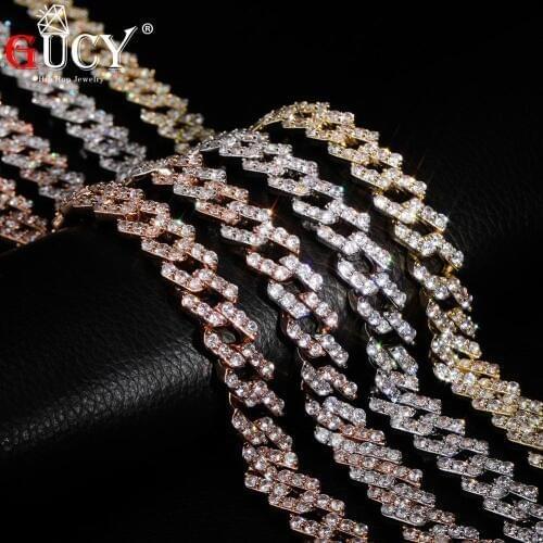 GUCY 16Inch-30Inch New Lock Clasp 12mm Heavy Iced Out Cuban Chains BraceletCubic Zircon Link For Man Hip Hop Jewelry