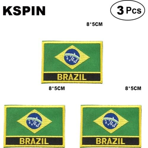 Brazil Rectangular Shape Flag patches embroidered flag patches national flag patches for clothing DIY Decoration