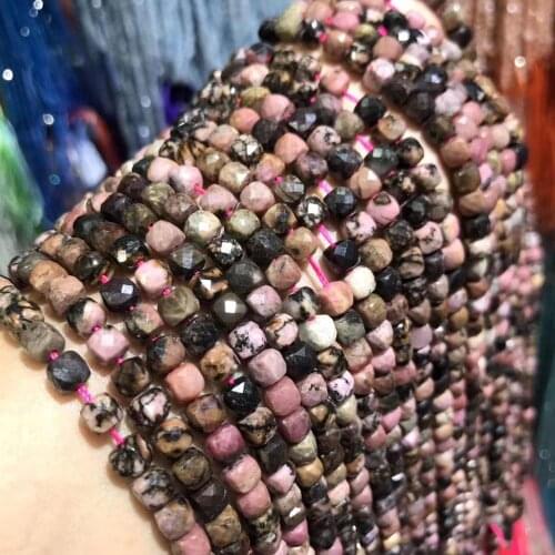 Natural Stone Beads Section Square Black Line Three Stone Loose Beads For DIY Necklace Bracelet Handiwork Jewelry Accessory