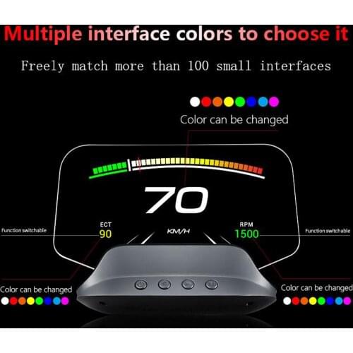 C3 Car HUD Head Up Display GPS+OBD2 Over Speed Warning Speedometer Gauge