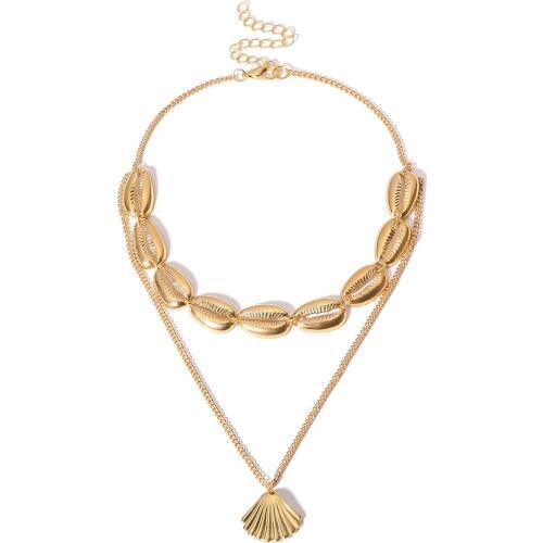 Boho Hawaiian cowrie Gold Sea Shell Necklace Choker Jewelry Bohemian Beach Tassel Necklace Shell Gold Chain For Women Chocker
