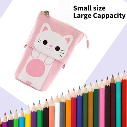 Creative Cat Design Pen Holder Retractable Pencil Case Student Stationery Organizer Container School Supplies
