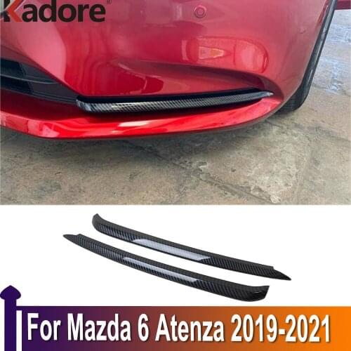 For Mazda 6 Atenza 2019 2020 2021 Carbon Fiber Auto Front Bumper Fog Light Lamp Cover Trim Foglight Eyebrow Strips Car Styling