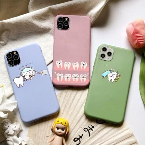 Funny Cartoon Dentist Dental Crowned Teeth Soft Silicone phone Case for iPhone 11 12 Pro Max XS XR 8 7 6 6s Plus Cover Coque
