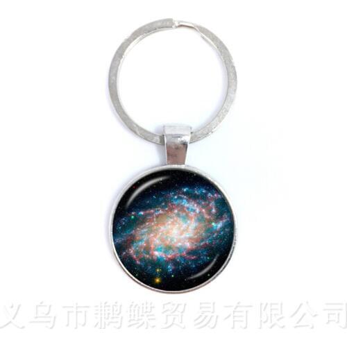 Galaxy Nebula Keychains Earth Moon Galaxy Universe 25mm Glass Cabochon Pendant Fashion Keyring Gift