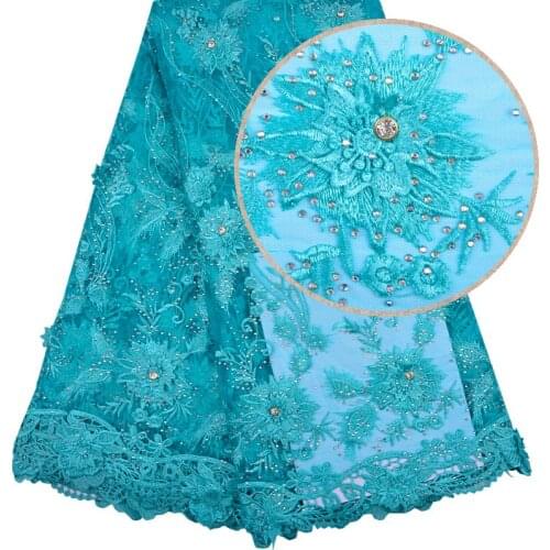 Hot Sale African Lace Fabric 2018 High Quality Lace Stones African Nigerian Wedding Dress 3D Applique Nigerian Lace Fabric 1266