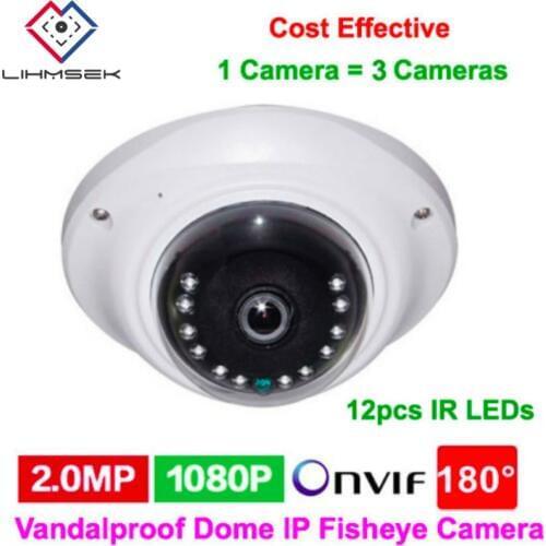 Lihmsek 0.1Lux Low Lux IP Camera 180 Degree Lens 2.0 Megapixel High Definition IR IP CCTV Fisheye Camera