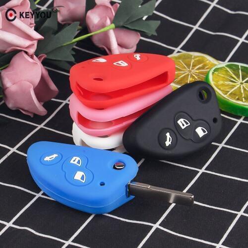 KEYYOU 30pcs For Alfa Romeo 147 166 156 JTD TS Protector Silicone Car Key Case Flip Folding Remote Rubber Key Cover Fob Bag