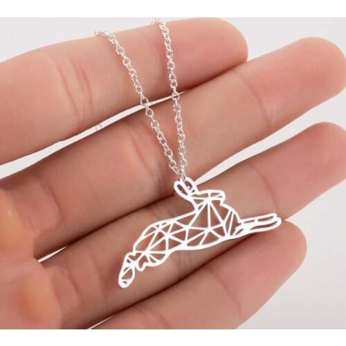Korean Stainless Steel Origami Rabbit Necklace For Women Bunny Pendant Slim Chain Choker Animal Jewelry Christmas Accessory