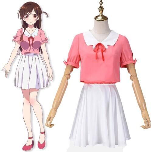 Anime Comic Rent a Girlfriend Cosplay costumes Chizuru Ichinose Cosplay Costume Uniforms Suits Clothes Dresses Pink Cos