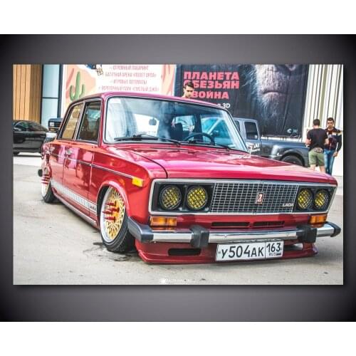 Lada Russian Tuning Cars Red Pictures Home Decor Modular Canvas Paintings Modern Printed Poster Wall Art Living Room Frame
